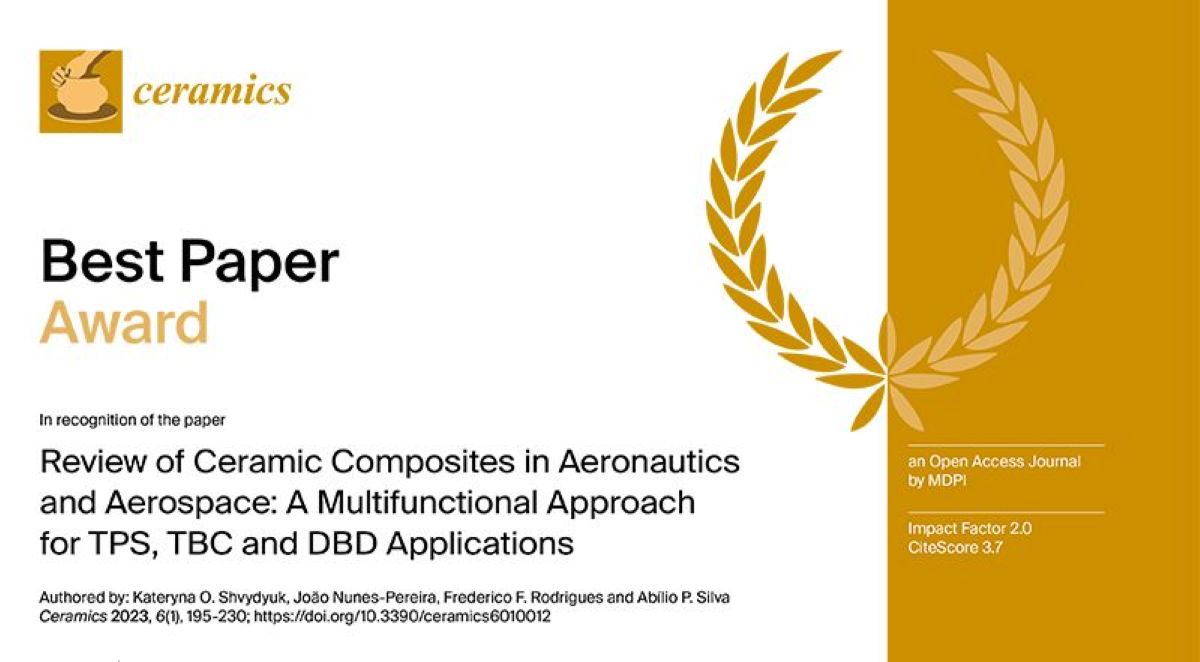 MDPI Ceramics Best Paper Certificate