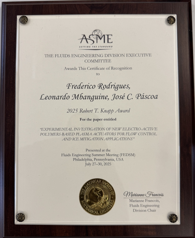 ASME 2025 Robert T. Knapp Award Certificate