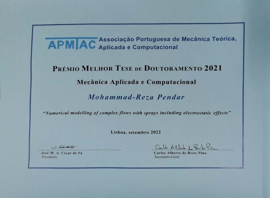 APMTAC Best Doctoral Thesis Award 2021 Certificate